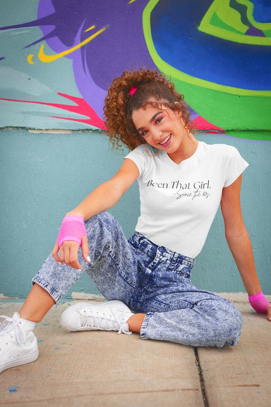 "Been That Girl Since the 80s." Nostalgic Unisex Jersey T-Shirt - Trendy Fashion, Casual Wear, Gift for Her, Birthday Tee, Everyday Style, Womens Empowerment